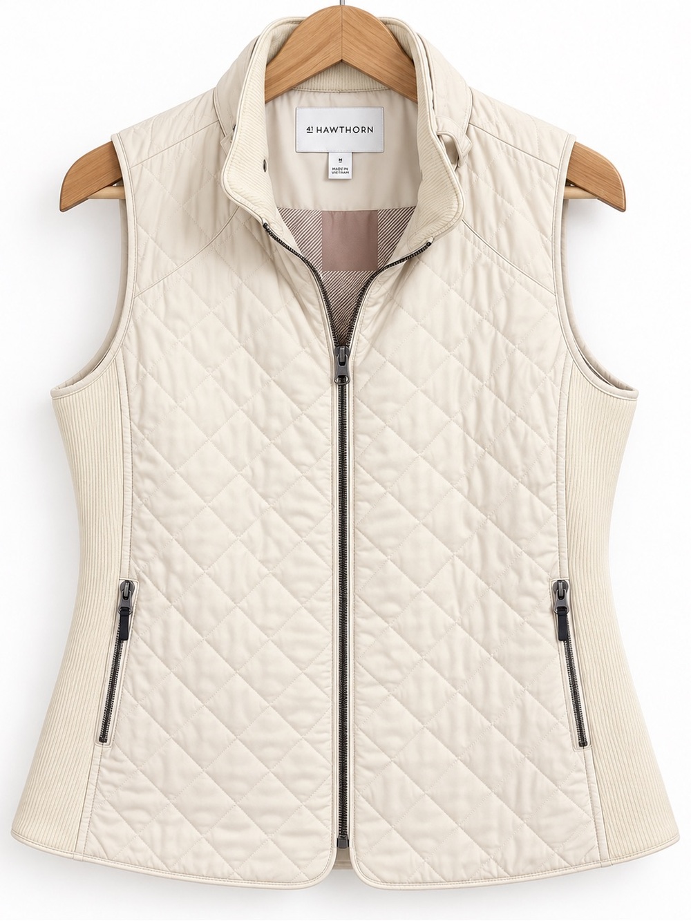 41 Hawthorn Moonbeam Quilted Vest Ivory Cream Women’s M